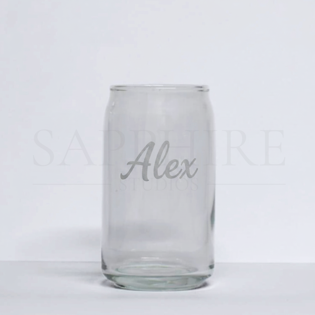 Can Glass with Engraving