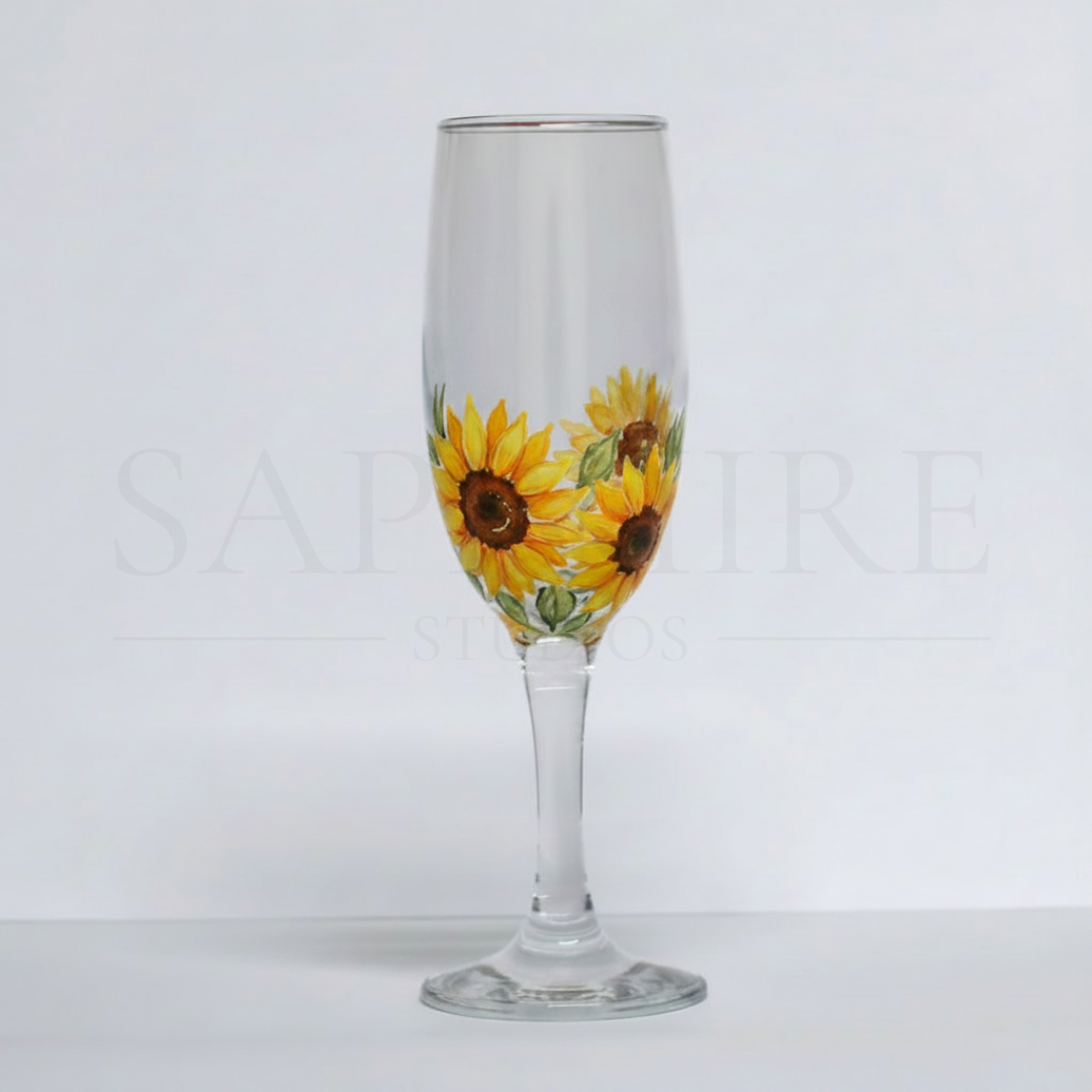Clear Midi Flute Glass with Design