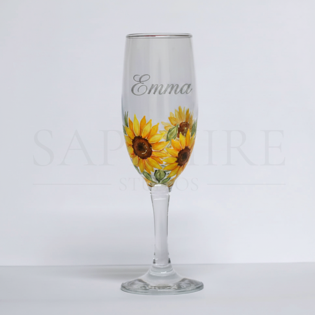 Clear Midi Flute Glass with Design and Engraving