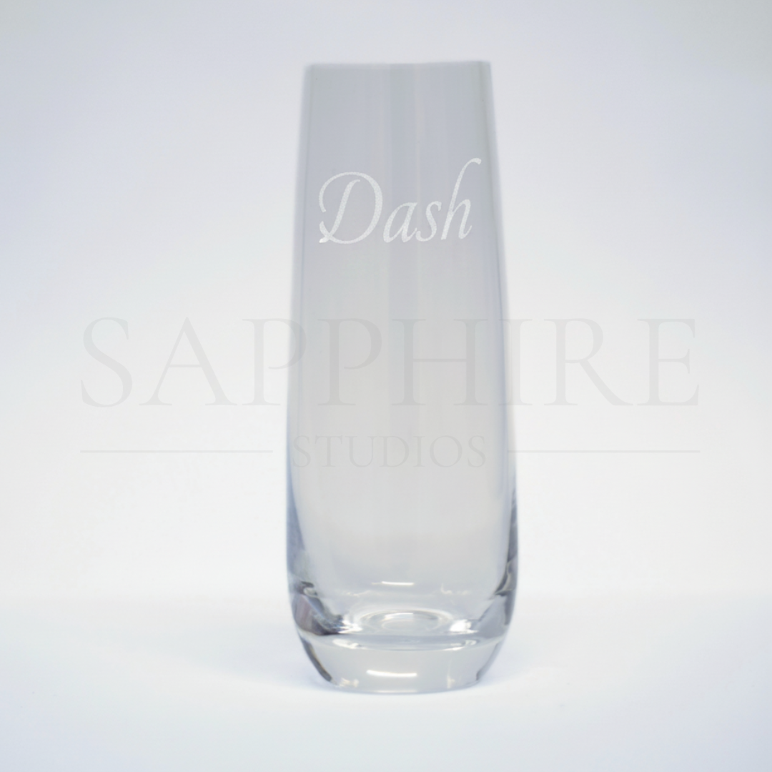 Stemless Champagne Narrow Glass with Engraving