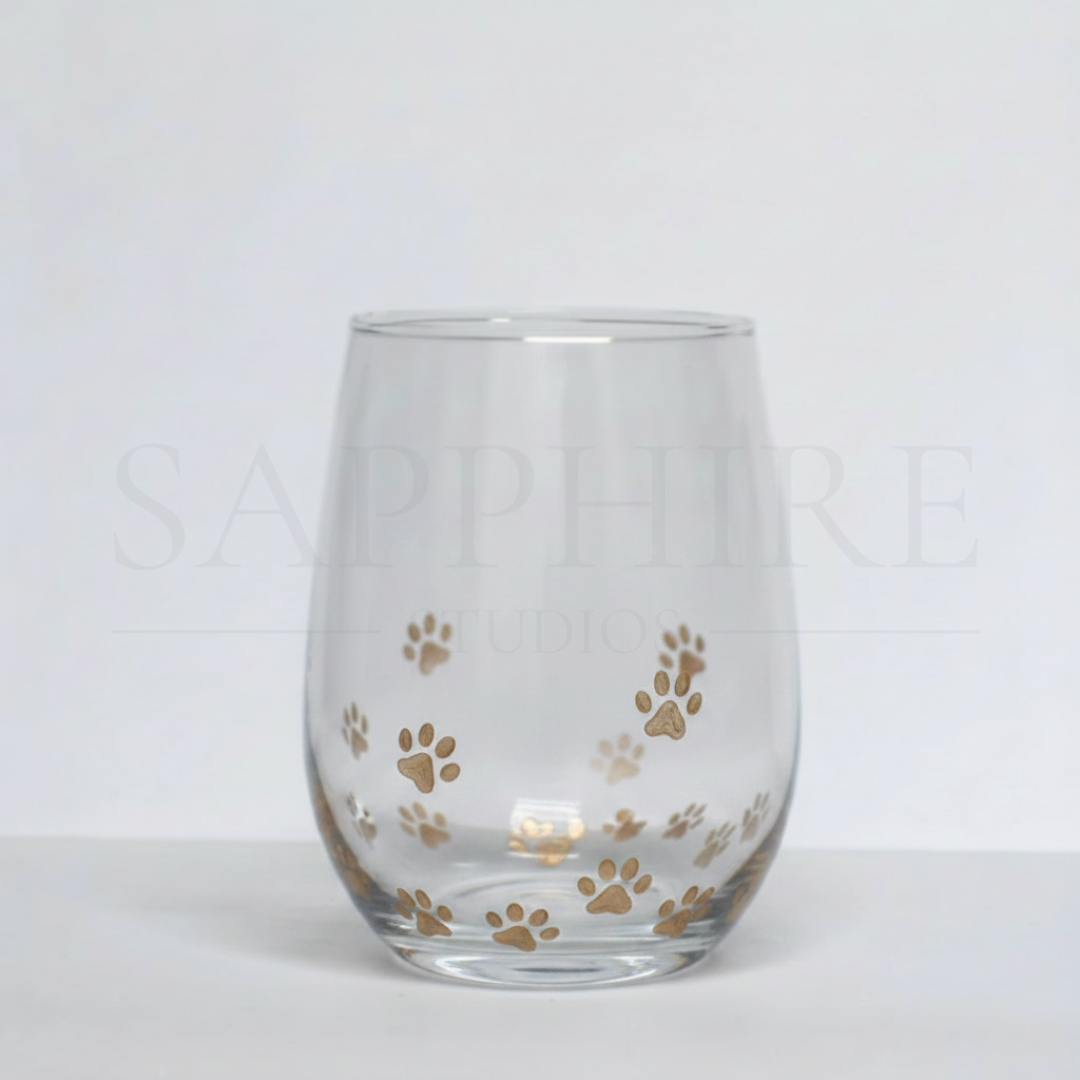 Stemless Clear Round Base with Design