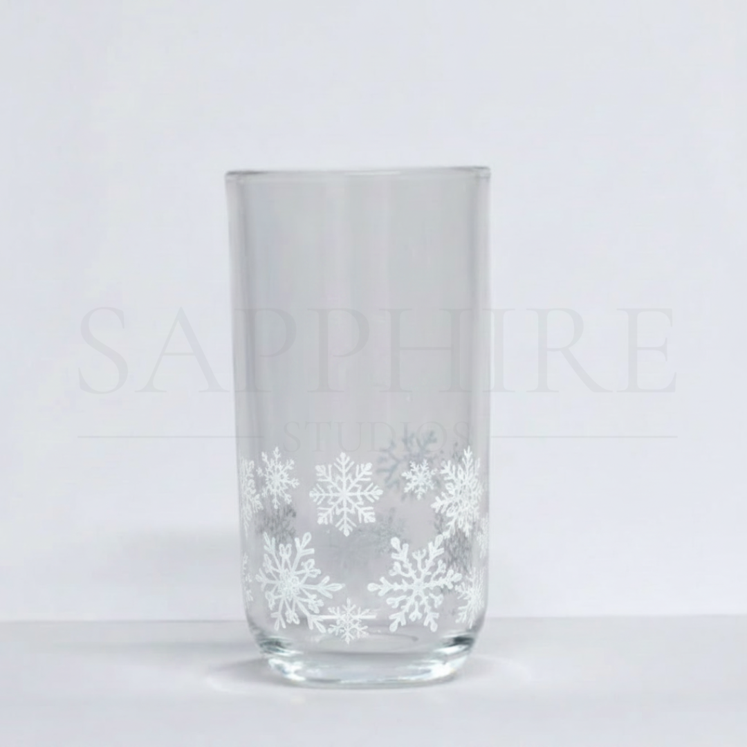 Clear Tall Drinking Glass with Design